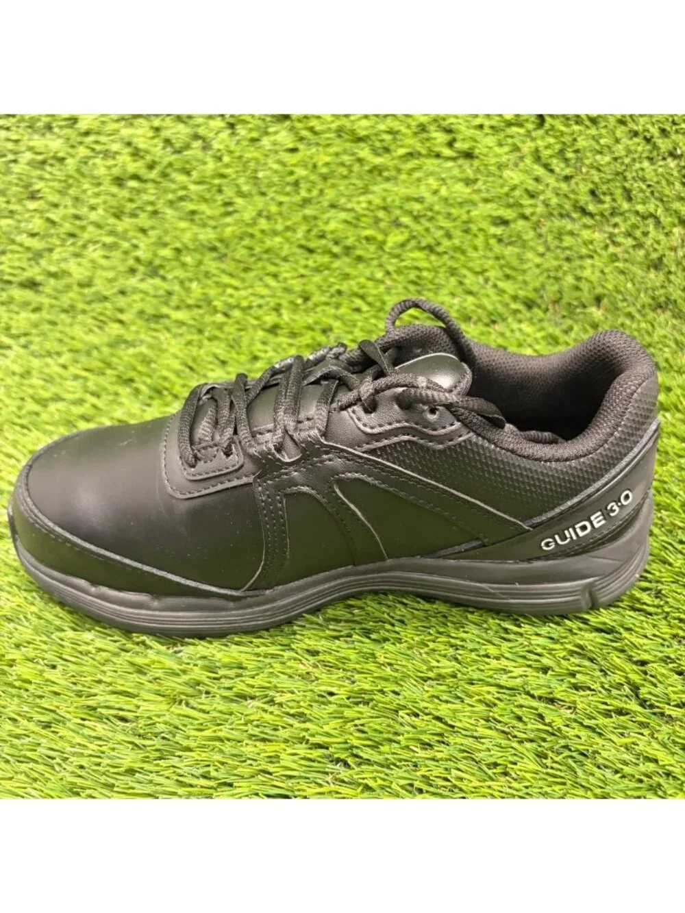 Reebok Guide Womens Size 7 Black Leather Lace Up Steel Toe Safety Work Shoes